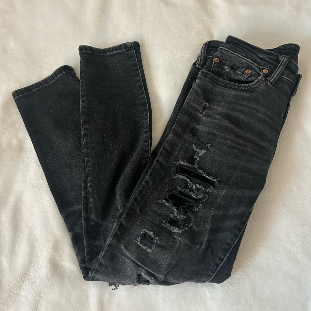 MENS Black distressed denim